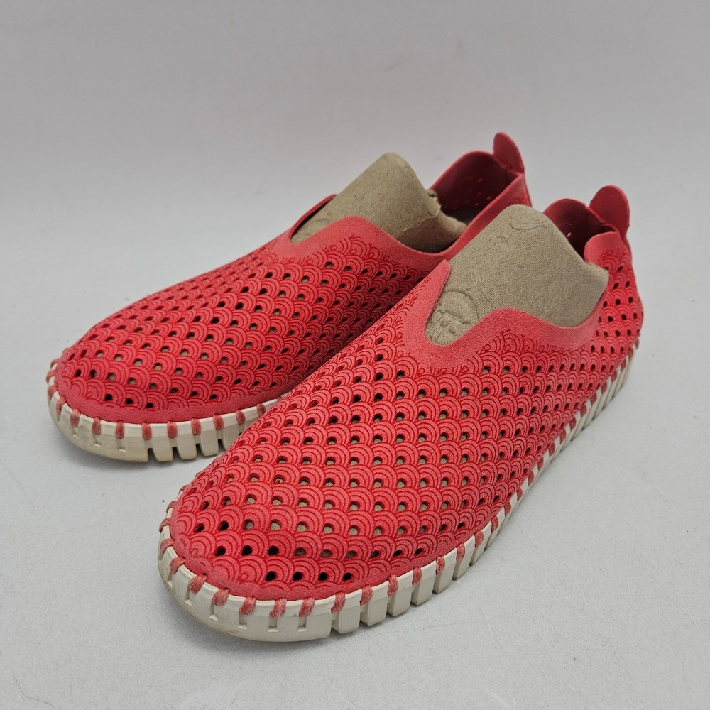Ilse Jacobsen Tulip 139 Coral Pink Laser Cut Slip On Shoes Womens 9 US